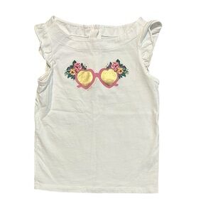 Janie and Jack size 6, White and Gold Tank Top with Ruffle Sleeves